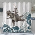 thumbnail image 3 of Funny Cat Shower Curtain Dinosaur Ocean Sea Wave Shower Curtains for Bathroom Cool Waterproof Fabric Rustic Wooden Farmhouse Bath Curtain Decor with Hooks (Gray1, 72\u201d x 84\u201d), 3 of 6