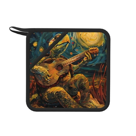 

Lukts Starry Night Guitar Turtle for Silicone Anti-hot Mats - Heat Resistant for Kitchen Counter Dish Drying Mat Silicone Trivets Hot Pads for Kitchen Counter