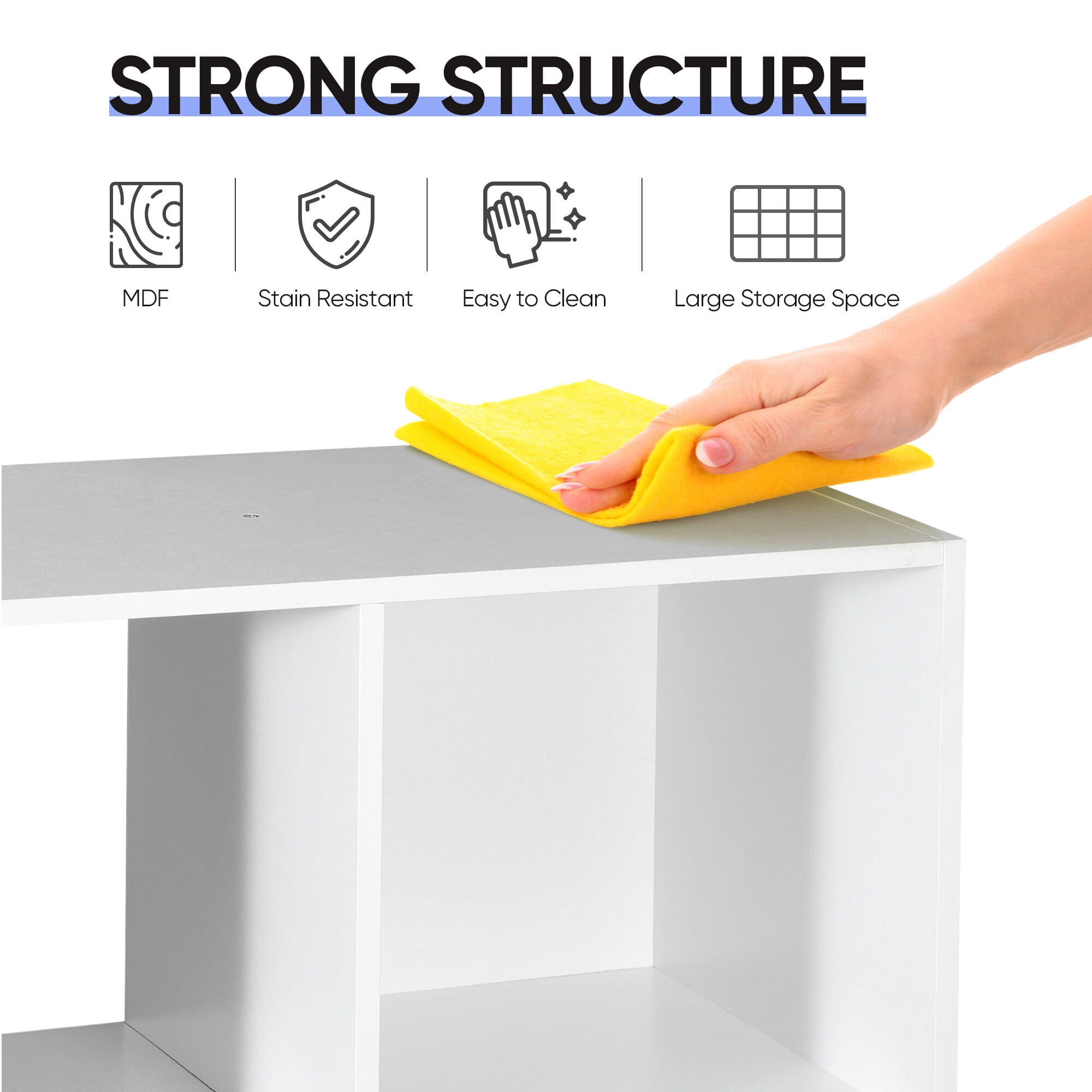HomGarden 12 Cube Storage Organizer Wood White Bookshelf Cube Bookcase for Home Office