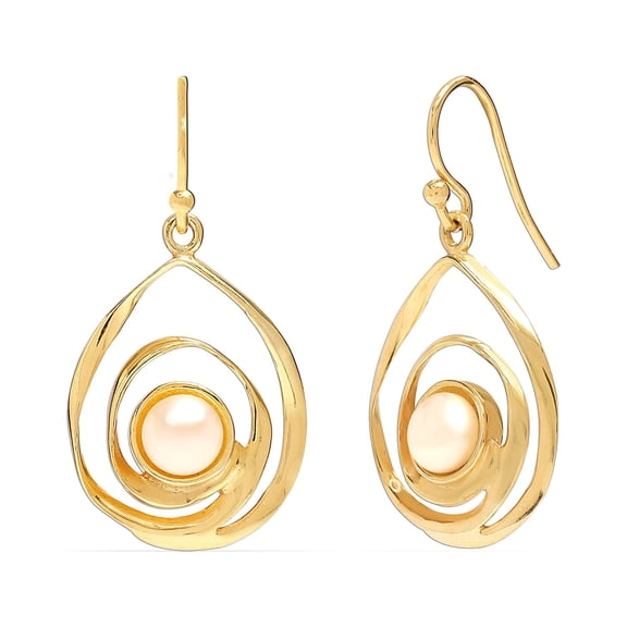 LeCalla 925 Sterling Silver Simulated Pearl Drop Earrings Dangle Earring for Women and Teen 25MM