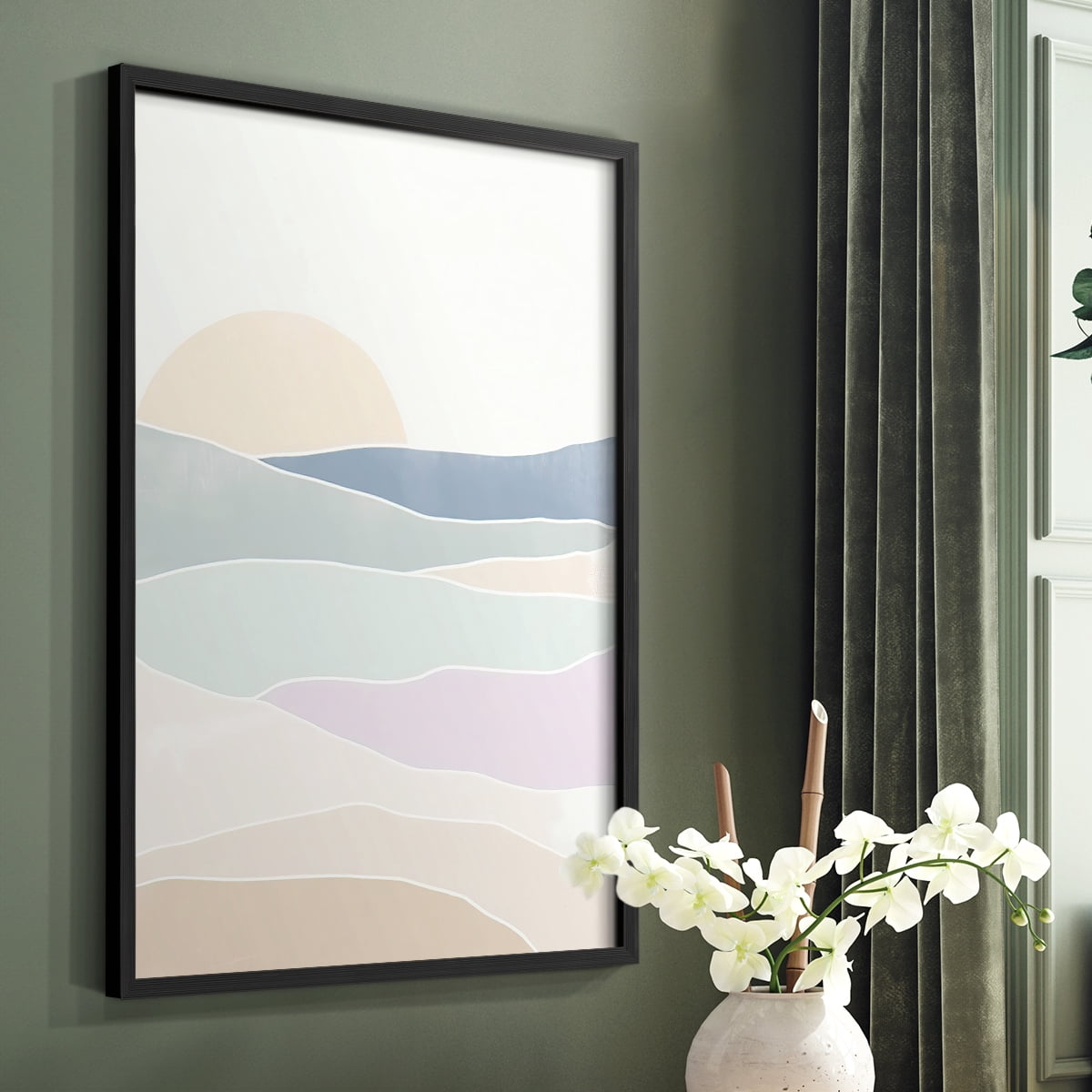 Wave Tableau I Framed Print in Black Solid Wood 8 x 10 Framed Print
