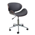 thumbnail image 1 of Fohfurniture Moderna Silla de Escritorio con Ruedas de Madera Curvada con tapicería de Piel sintética y Altura Ajustable, Negro, 1 of 6
