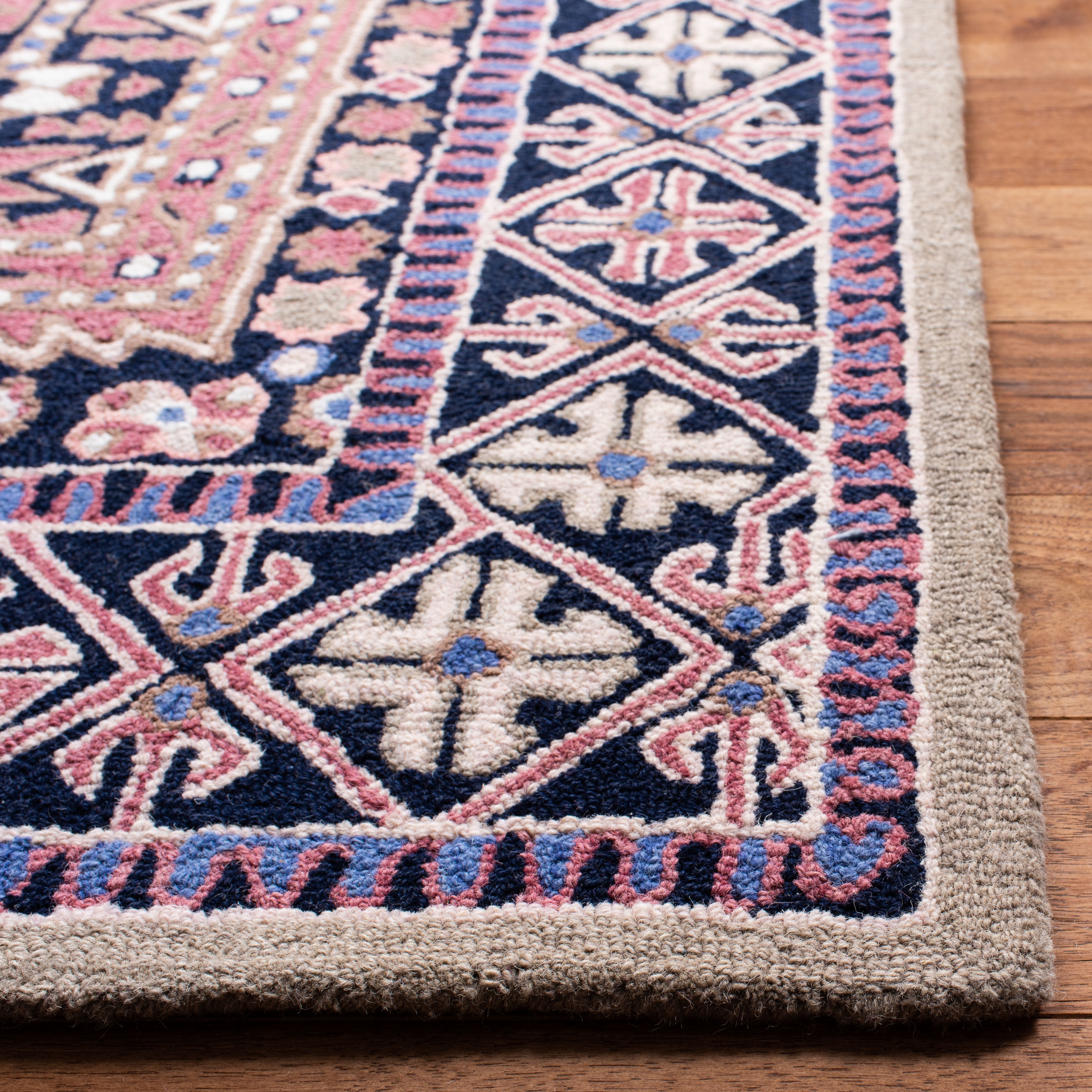 SAFAVIEH Bellagio Petar Geometric Wool Area Rug, Black/Navy, 6' x 9'