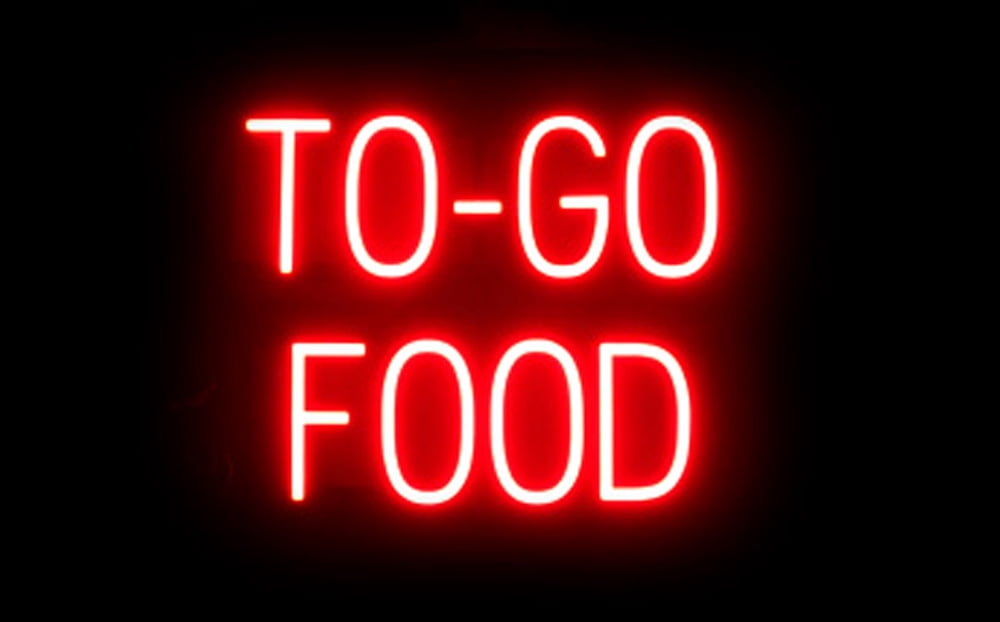 SpellBrite TO-GO FOOD LED Sign for Business. 19.8" x 15.0" Red TO-GO ...