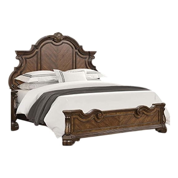 Leova King Bed-Bombay Headboard-Moldings and Corbels-Dark Brown