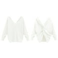 thumbnail image 1 of Women's Two Piece V Neck Knotted Over Open Back Knit Sweater Topdacron, 1 of 4