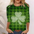 thumbnail image 2 of lcziwo Haut à Manches 3/4 Imprimé pour la Saint-Patrick pour Femme, T-Shirt de la Saint-Patrick pour Femme Trèfle Shamrock Porte-Bonheur Blouses de la Saint-Patrick Manches 3/4 Col Ras du Cou Hauts Mode, P-2TG m, 2 of 4