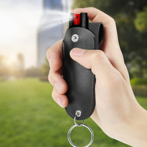 Sutowe 3Pcs PU Leather Pepper Spray Cases for Self Defense Spray Soft Pepper Spray Covers Multipurpose Pepper Spray Pouches With Keychain for Bag Lanyard Key Attaching