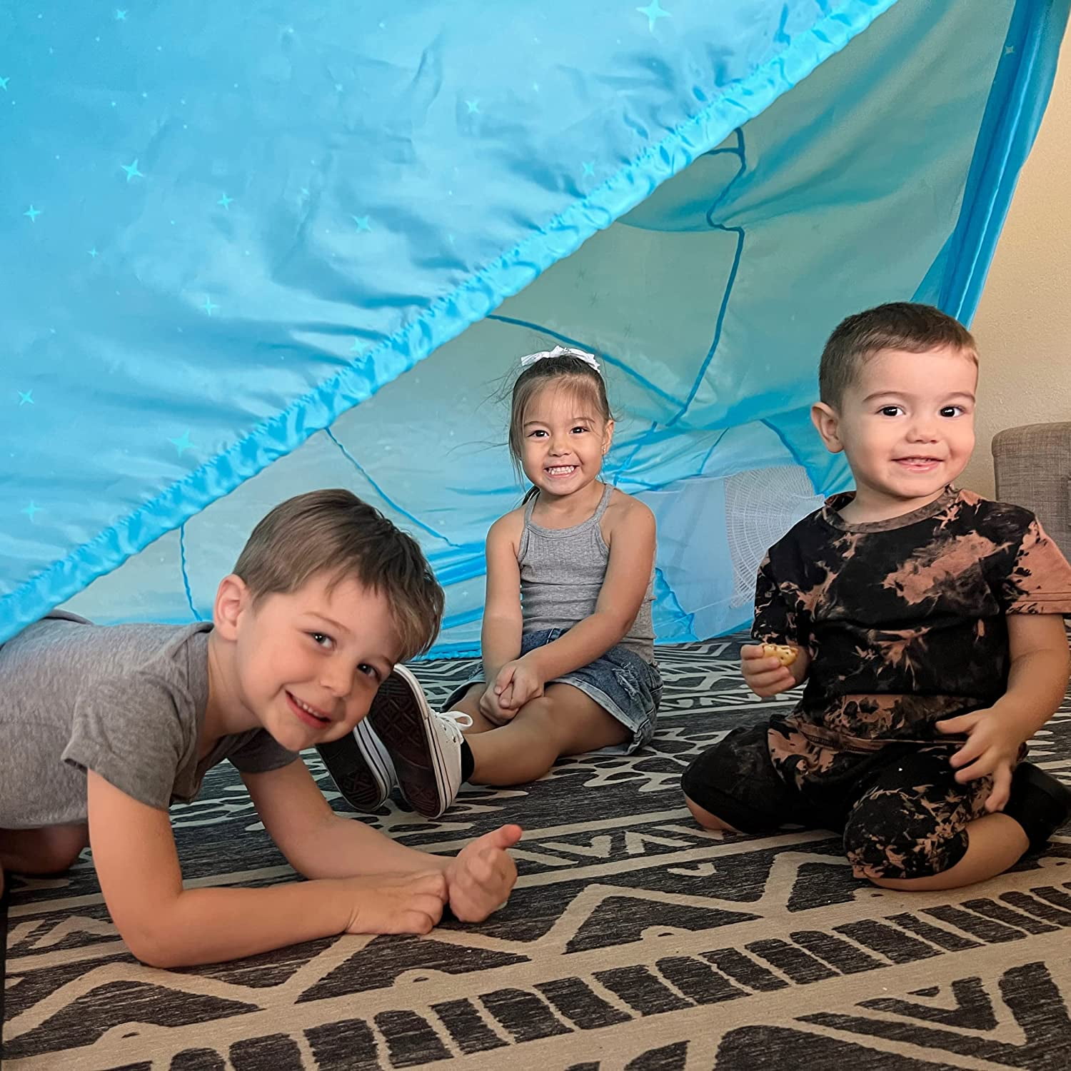 The Original Patented AirFort - Build A Fort in 30 Seconds, Inflatable Fort for Kids, Play Tent for 3-12 Years, A Playhouse Where Imagination Runs Wild, Fan not Included (Constellation)