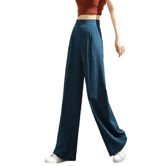 Summer Pants for Women Straight Leg Pants High Waisted Button Stretchy Business Work Casual Trousers Multiple Pockets plus Size Stretch with Pockets Sweatpants Women with Chinos Rhinestone Blue 2XL