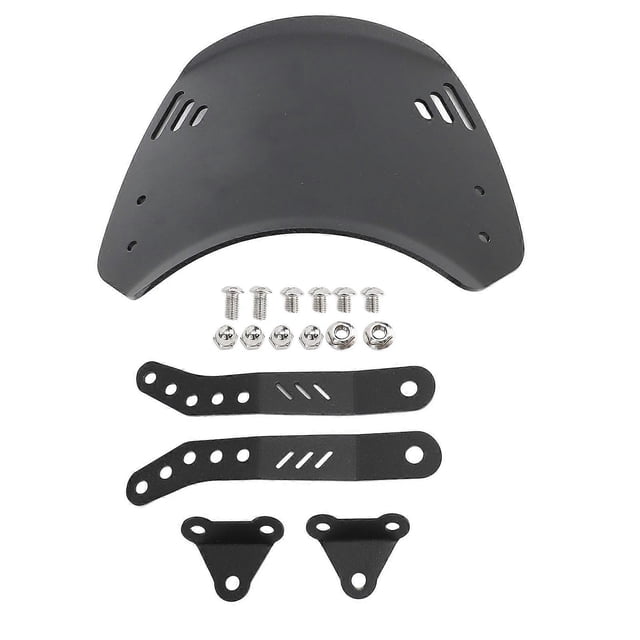 Motorcycle Windshield with Bracket Aluminum Windproof Waterproof Universal Fit Front Flyscreen for 6.5 to 9.45in Headlight Black
