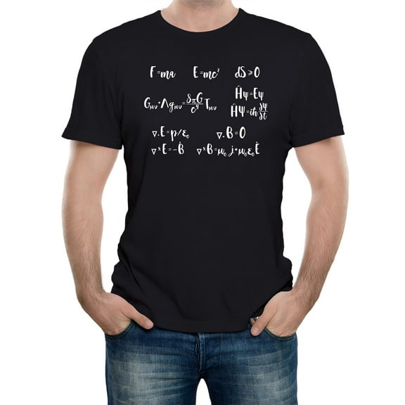 Reality Glitch Greatest Science Equations T-Shirt – Iconic Mathematical & Physics Formula Tee for Men