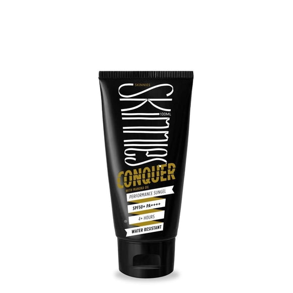 Crema solar Skinnies CONQUER SPF50+ de 100 ml de amplio espectro