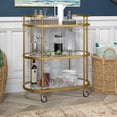 thumbnail image 3 of Evelyn&Zoe Leif 30" Wide Oval Bar Cart, Brass, 3 of 7