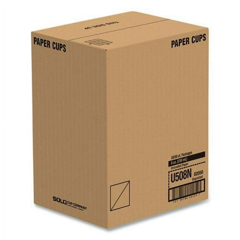 Uncoated Paper Cups, Hot Drink, 8 oz, White, 1,000/Carton Uncoated Paper Cups, Hot Drink, 8 oz, White, 1,000/Carton