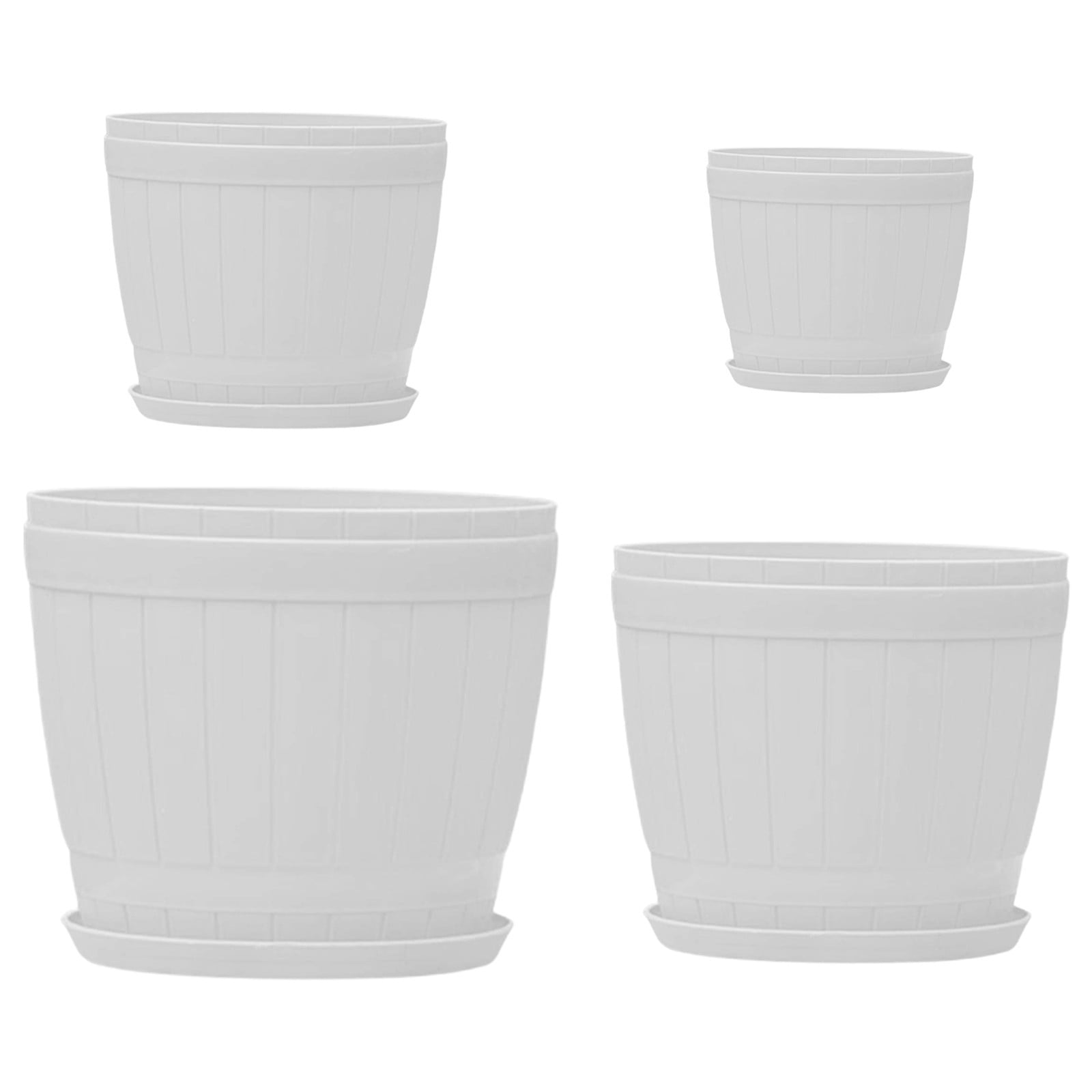 CHELIASD 3PCS 6.3 Inch White Large Wide Plastic Plant Pots, Big Flower Pots for Indoor Outdoor Plants, Planters with Drainage Holes & Saucers for Garden House Plants Home Gardening Supplies