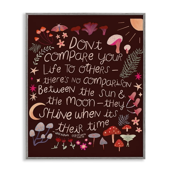 Stupell Industries Eclectic Inspirational Nature Quote Gray Framed Giclee Art, 11 x 14, by Glad You're Here Co.
