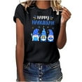 thumbnail image 2 of Penkiiy Happy Hanukkah Shirt Women Chrismukkah Shirt Cat Candle Shirt Love and Light T-Shirt Festival Short Sleeve Tops Black, 2 of 8