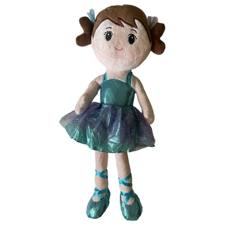 Linzy Selena Ballerina Rag Doll 16" Plush Cloth Doll With Blue Ballet Dress