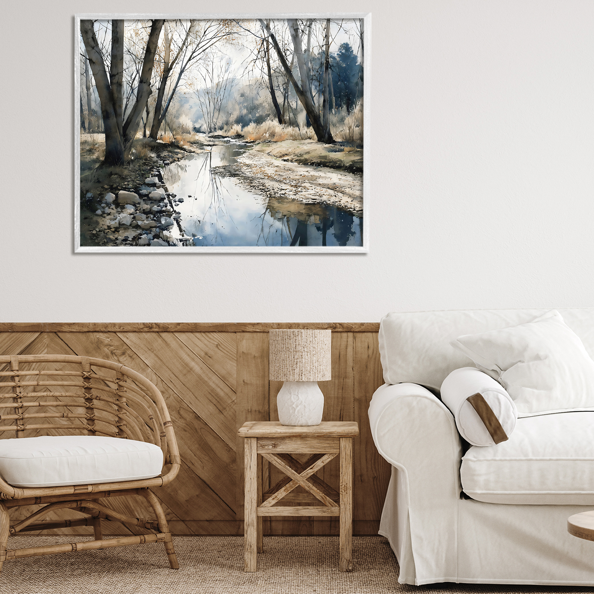 Stupell Industries Serene Reflections at Autumn Creek White Framed Giclee Art, design by Franklyn Gregory