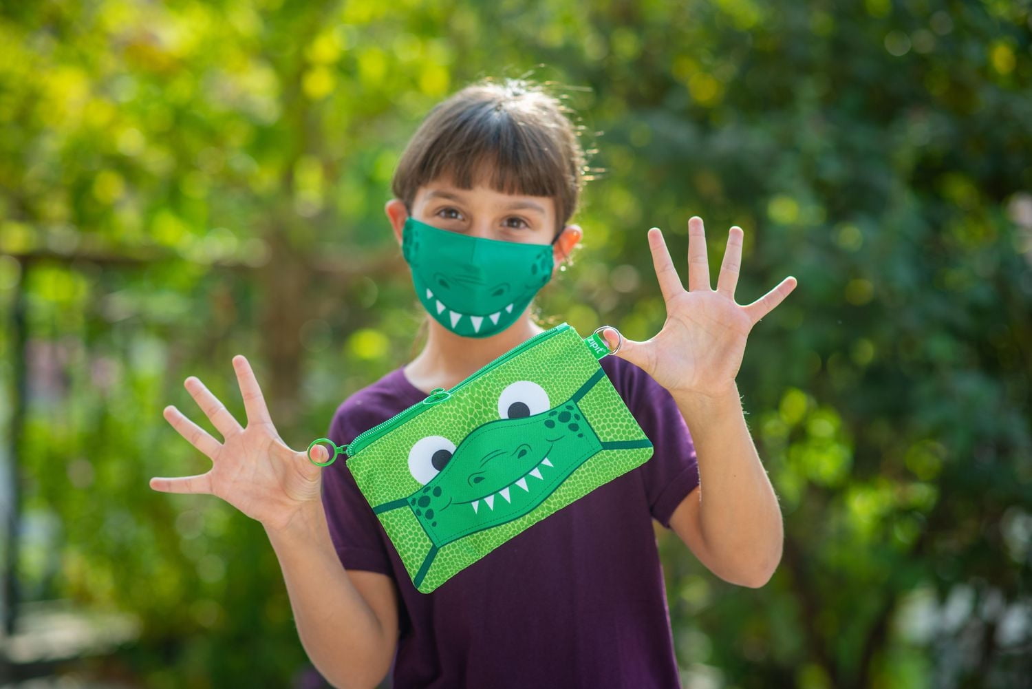 KIT DU ZIPIT Face-It, pochette avec matériau antibactérien + masque facial assorti (Vert) Ensemble Pochette et Masque