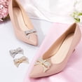 thumbnail image 4 of 4Pcs 2 Colors Rhinestone Shoe Clips Bowknot Alloy Platinum Golden Shoe Decoration Charms Detachable Shoe Buckle on Flat Shoes Heel Shoes for Women Brides Wedding DIY Craft Accessories, 4 of 6