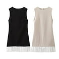 thumbnail image 6 of Arnsht Women's Elegant Splicing Pleated Mini Dress Fashion Round Neck Sleeveless Patchwork Party Office Tank Dresses Black L, 6 of 7