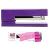 JAM Paper Office & Desk Sets, 1 Stapler 1 Pack of Staples, Purple and Pink, 2/pack