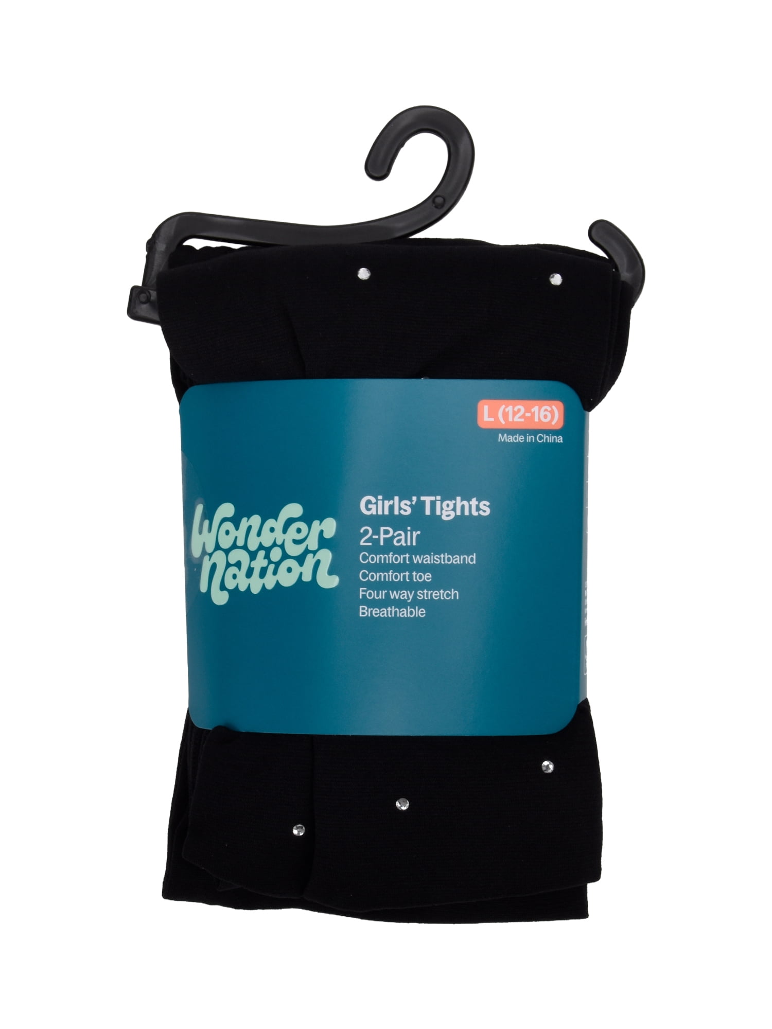 Wonder Nation Girls' Opaque Tights 2 Packed Sizes 4-16