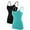 Aqu/Black, variant on Charmo Women's Cotton Basic Casual Long Camisole Adjustable Spaghetti Strap Built in Bra Tank Top 2 Pack