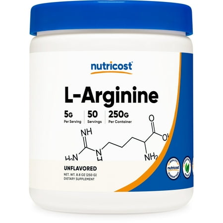 Nutricost L-Arginine Powder (250 Grams) - 5000mg Per Serving' 50 Servings  Health Supplement