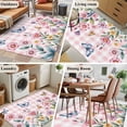 thumbnail image 5 of Area Rugs 2.7'x5', Pink Flowers Carpet for Living Room Bedroom Dining Room, Spring Floral Butterfly Leaves Plants Rustic Plaid Throw Kitchen Rugs Non Slip Washable Rectangle Indoor Outdoor Rugs, 5 of 8