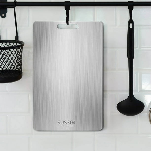 Tabla de cortar de acero inoxidable de grado alimenticio, tabla de picar de acero inoxidable 304 para cocina, superficie de corte duradera y no porosa para carne, frutas y verduras, apta para