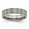 thumbnail image 1 of Grey Titanium Ring Band Wedding Comfort Polished Grooved Back, 1 of 6