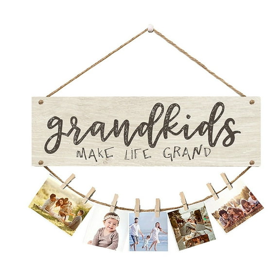 Grandkids Picture Frame Happy Grandma'S Mini Wooden Hanging Wall Board Mothers Day Gifts for Grandma DIY Listing Note Crafts Birthday Gifts for Grandma from Granddaughter Grandchildren