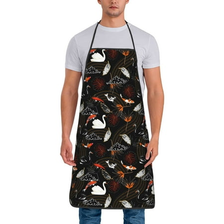 

Matuu Animal Koi Fish for Cooking Apron for Men and Women Adjustable Strap and Waist Ties for Baking Cooking Gardening