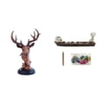 thumbnail image 1 of Figura decorativa de cabeza de de ciervo, figura de barco, estatua de animal artesanal, decoración del hogar, escultura de Halloween, quemado, 1 of 8