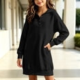 thumbnail image 5 of BXJX Girls Sweatshirt Dress, Pullover Long Sleeve Spring Fall Hooded Sweatshirt with Pockets Black Size 7-8 T, 5 of 6