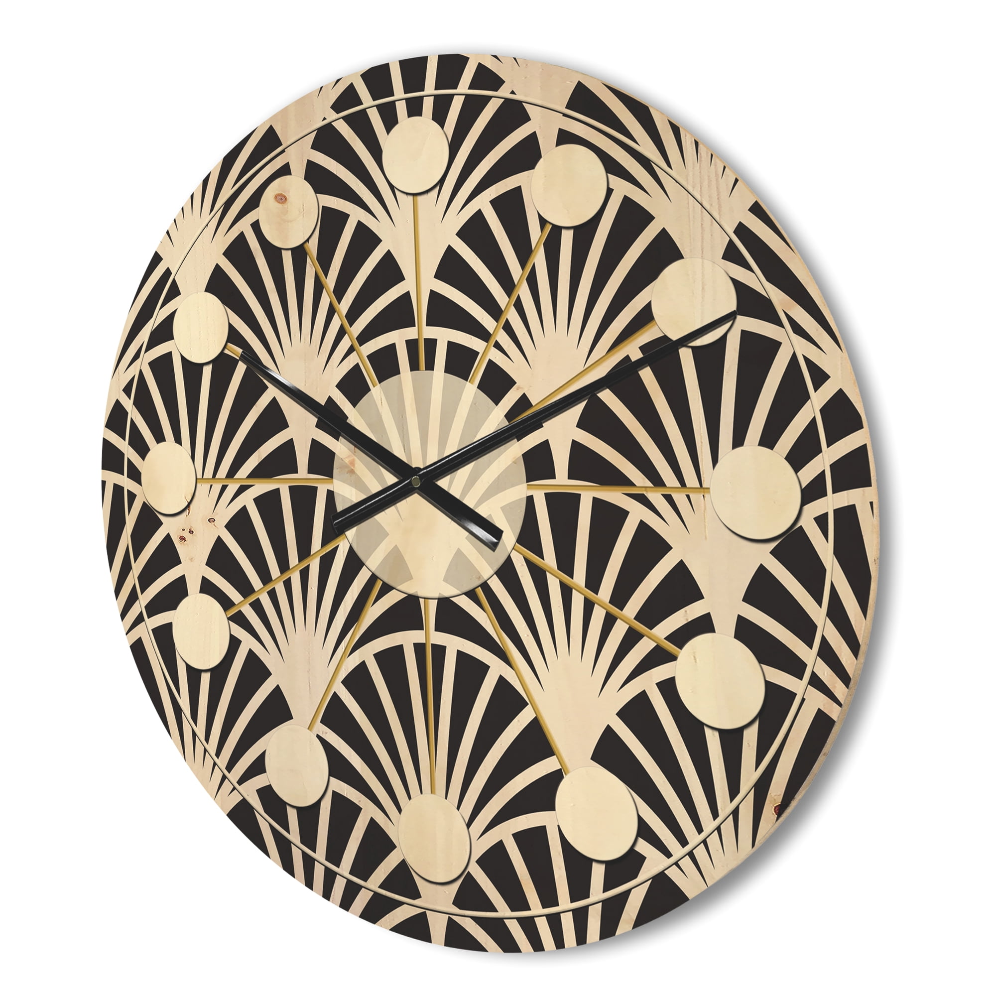 Designart 'Deco Waves Retro Art I' Mid-Century Modern Wood Wall Clock
