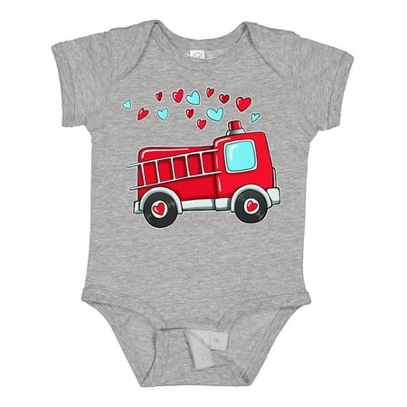 

Inktastic Valentine Fire Truck with Hearts Gift Baby Boy or Baby Girl Bodysuit