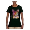 thumbnail image 2 of Wild Bobby Dean Russo Colorful Cat Abyssinian Cat Lover Women Graphic Tee, Forest Green, 3X-Large, 2 of 5