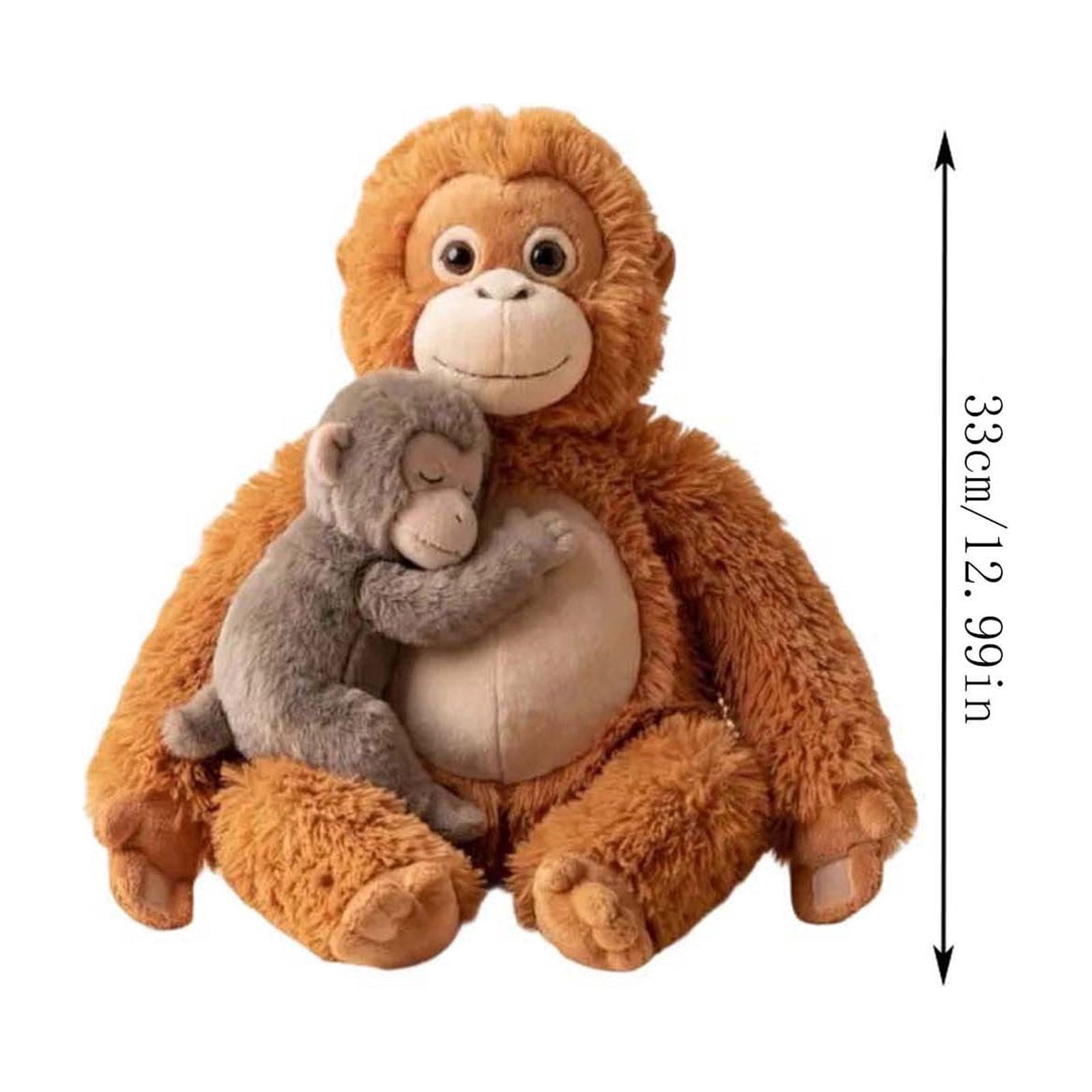 Mama Punch Monkey Plush | 13.8" Cuddly Oran-Mama with Baby Punch Orangutan Plush – Safe Stuffed Toy for Toddlers & Animal Lovers (Style-a)