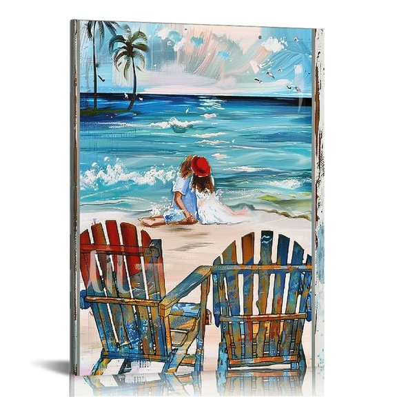 EastSmooth Beach Coastal Wall Art Sea Turtle Bathroom Pictures Canvas Print Ocean Seascape Christian Modern Home Artwork for Bedroom Living Room Office Framed 12x16 in