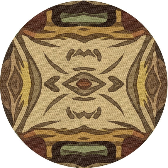 Ahgly Company Indoor Round Patterned GoldenRod Gold Area Rugs, 3' Round