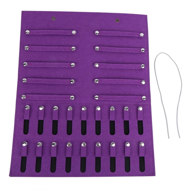 Bolsa de fieltro para colgar en el hogar para niños, organizador de joyas, horquillas y accesorios, color morado