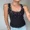 Black, variant on CHICME Tank Tops For Women Rhinestone Solid Color Sleeveless Ribbed Fitted Camisole Summer Top Going Out Vest Black-S