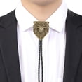 thumbnail image 3 of Prettyia Classic Indian Red Opal Rodeo Western Cowboy Bootlace Bolo Tie; Patrón de bronce de hierba espiga Hugo Western Bolo Tie, 3 of 10