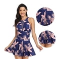 thumbnail image 3 of Mujer Traje de baño de una pieza Control de barriga Escote en V alto Malla Fruncido Trajes de baño Trajes de baño - Flor Marina, 3 of 6