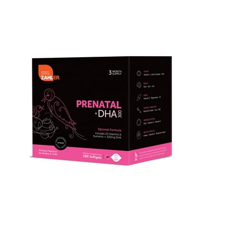 Zahler Prenatal DHA, Premium Prenatal Vitamins for Mother and Child, Prenatal with DHA supports brain development in babies, Certified Kosher 180 (Best Vitamins For Kids Brain Development)