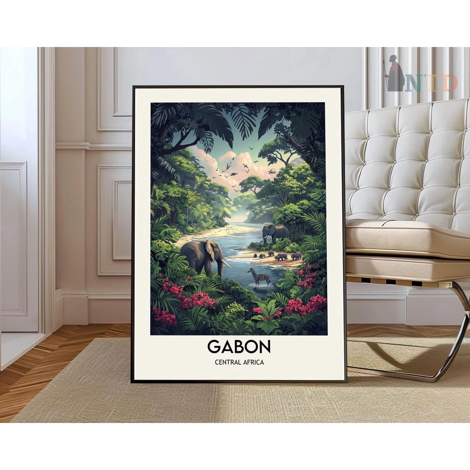 Gabon Travel Poster, Libreville City Map And African Decor